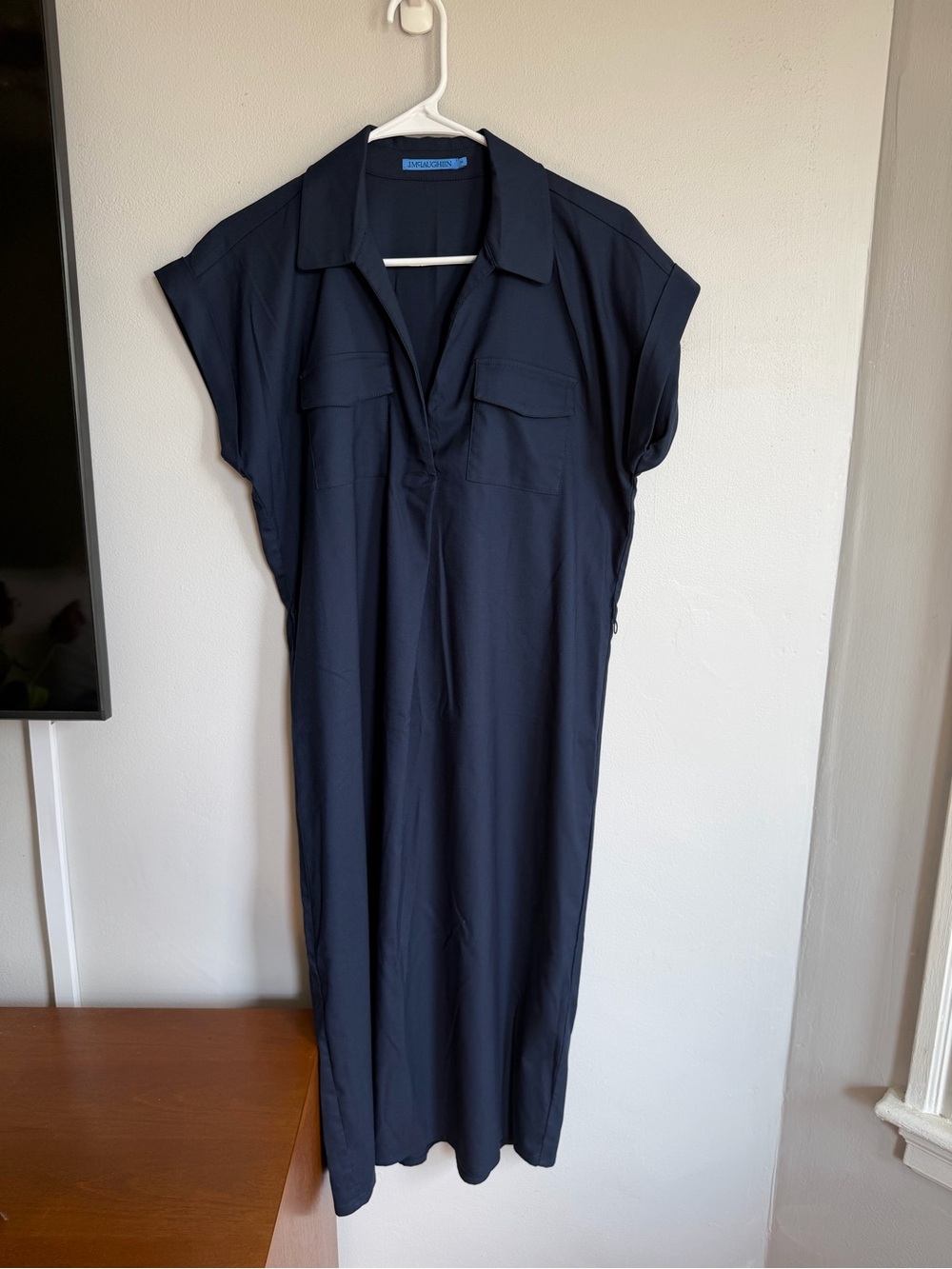 J. McLaughlin Collared Shirt Dress Navy M